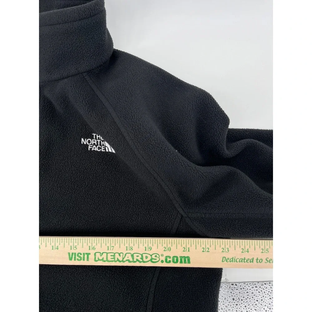 The North Face Mens Full Zip Fleece Jacket Black Mock Neck Large L Logo Raglan‎